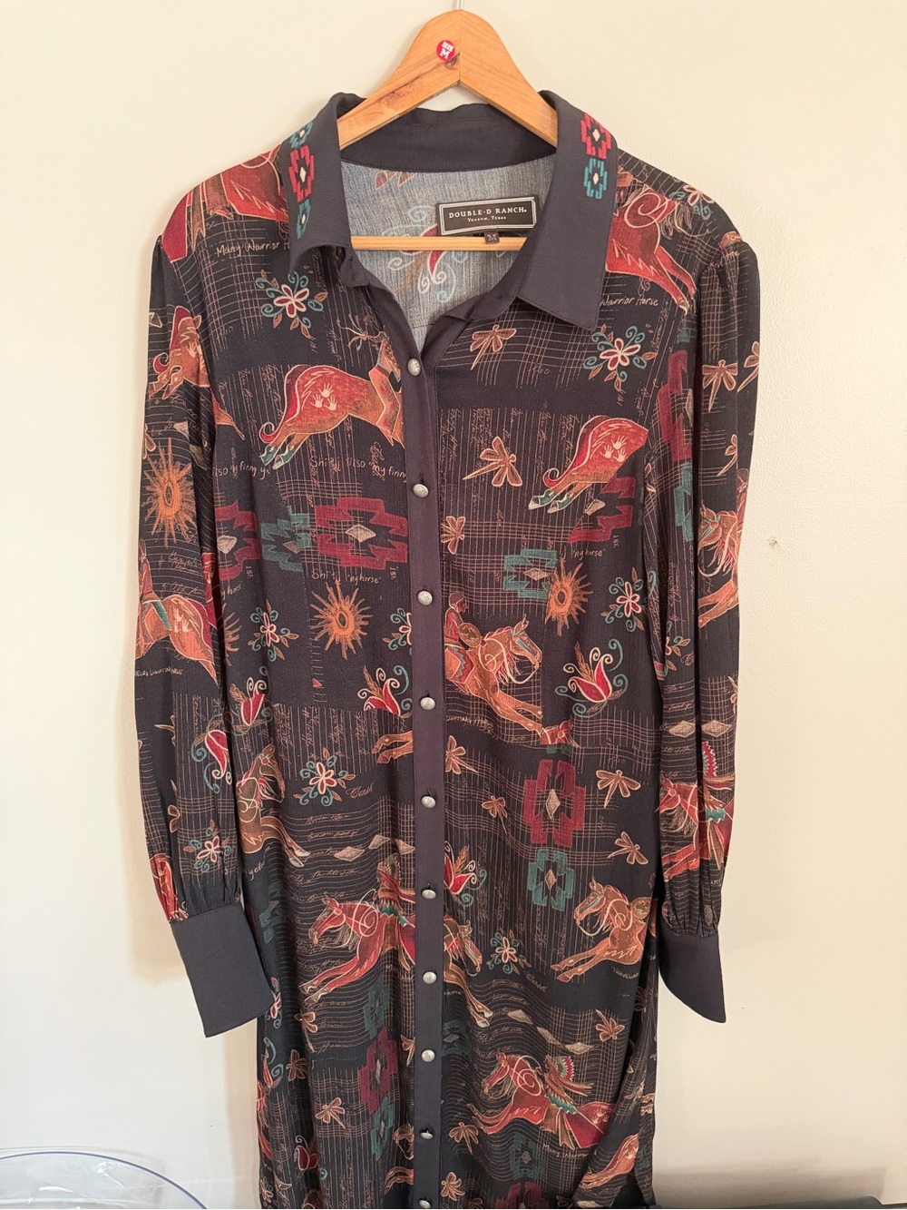 Double D Ranch Western Print Button-Front Dress